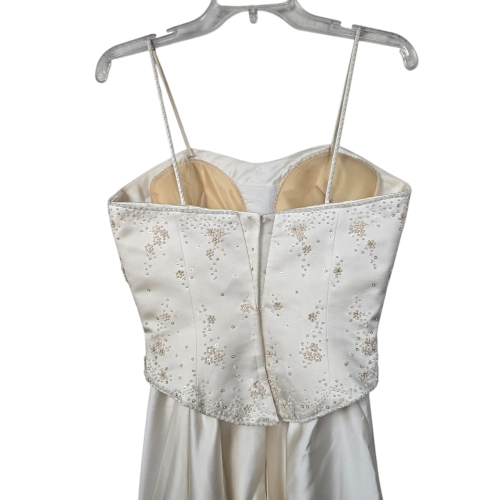 Cosmobella Off White Beaded Pearl Strap Wedding Dress 6 - Picture 5 of 15
